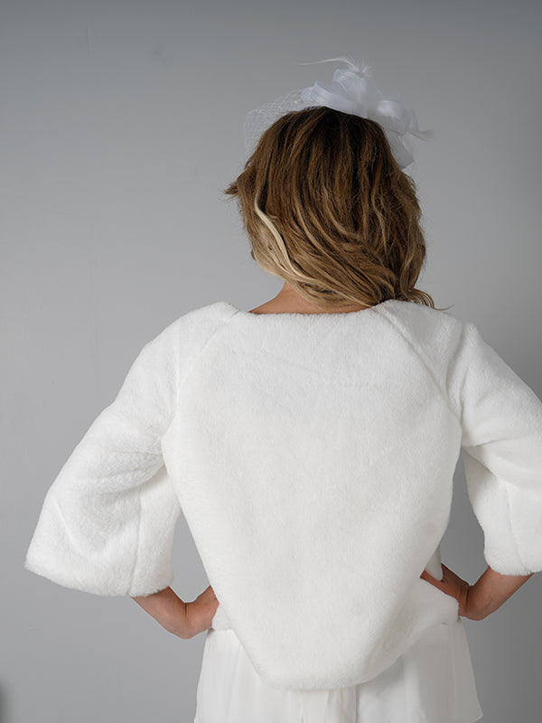 Kollu Fransız Kürk Ceket Kırık Beyaz