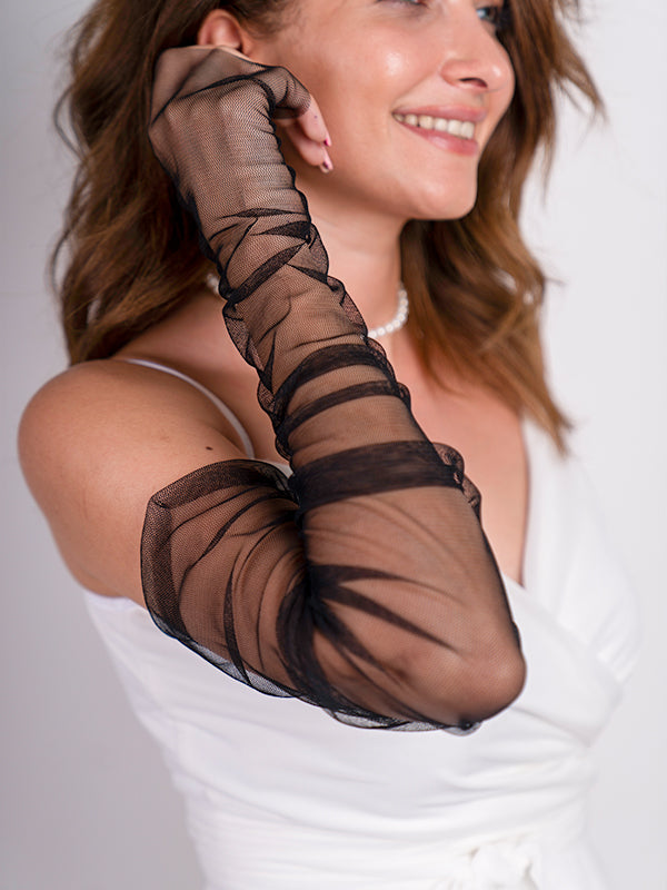 Tül Kesik Parmak Gelin Parti Balo Davet Eldiveni