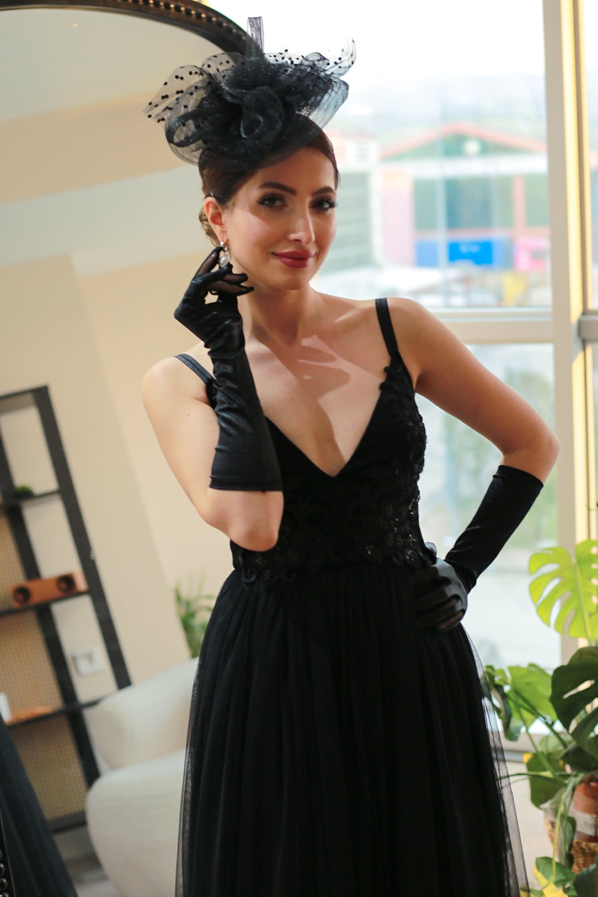 Puanlı Gelin Kepi Siyah