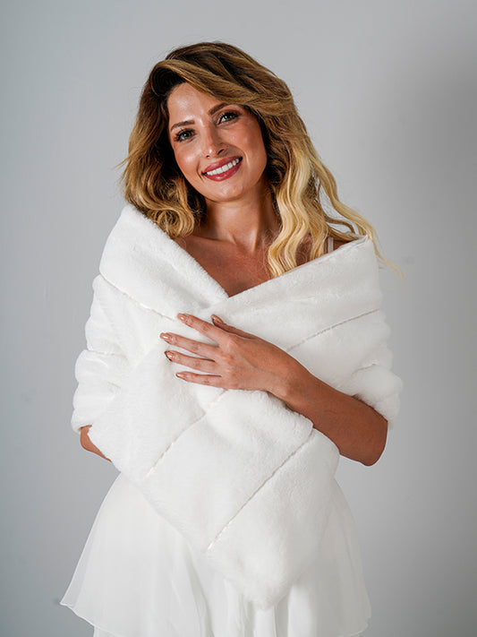 Çizgili Kürk Etol Kırık Beyaz